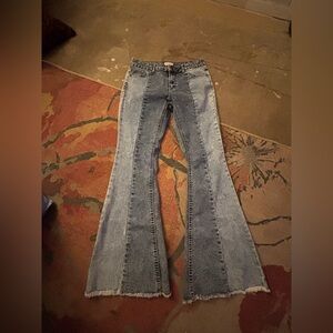 BAMBOO Light and Dark Blue Flare Jeans